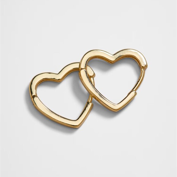 Banana Republic Gold Heart Huggie Earrings/NWT - Picture 2 of 6